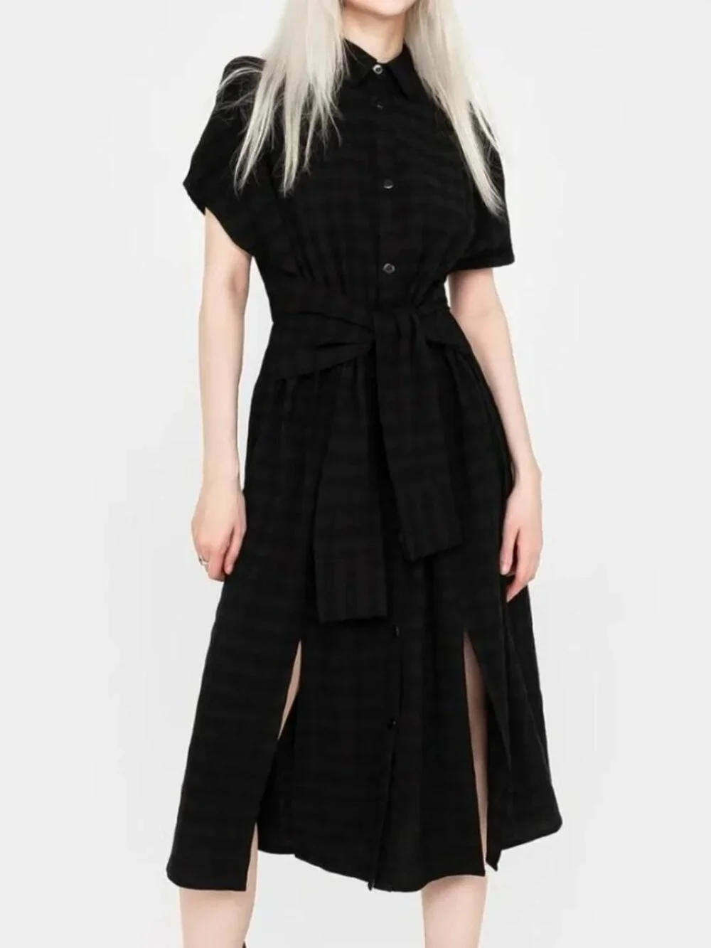 Disturbia Hattie shirt sleeve tie waist shirt dress Size 6 - Picture 1 of 4